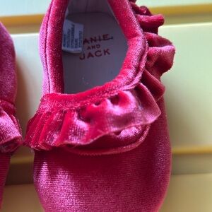 Janie and Jack Velvet Red Kids Slippers